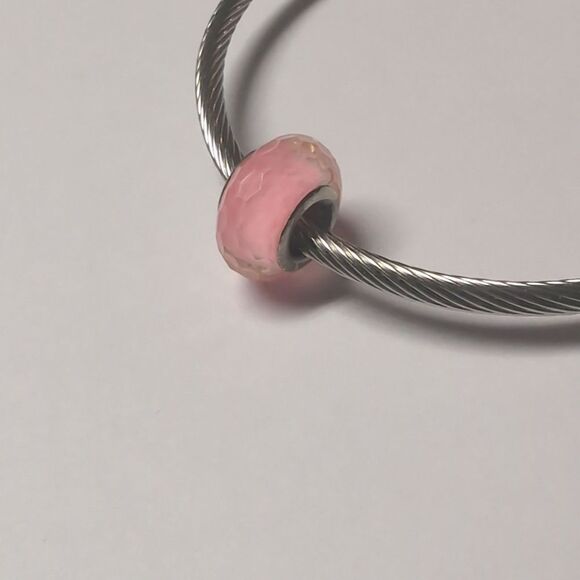 Bubble Gum Pink Faceted Charm for Pandora Style Bracelet - Picture 4 of 4